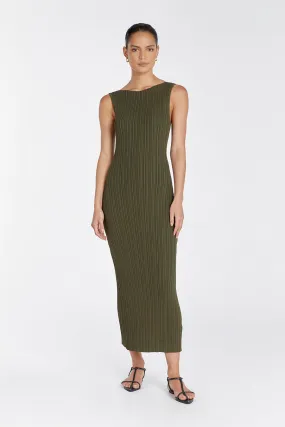 SIENNA OLIVE KNIT MIDI DRESS