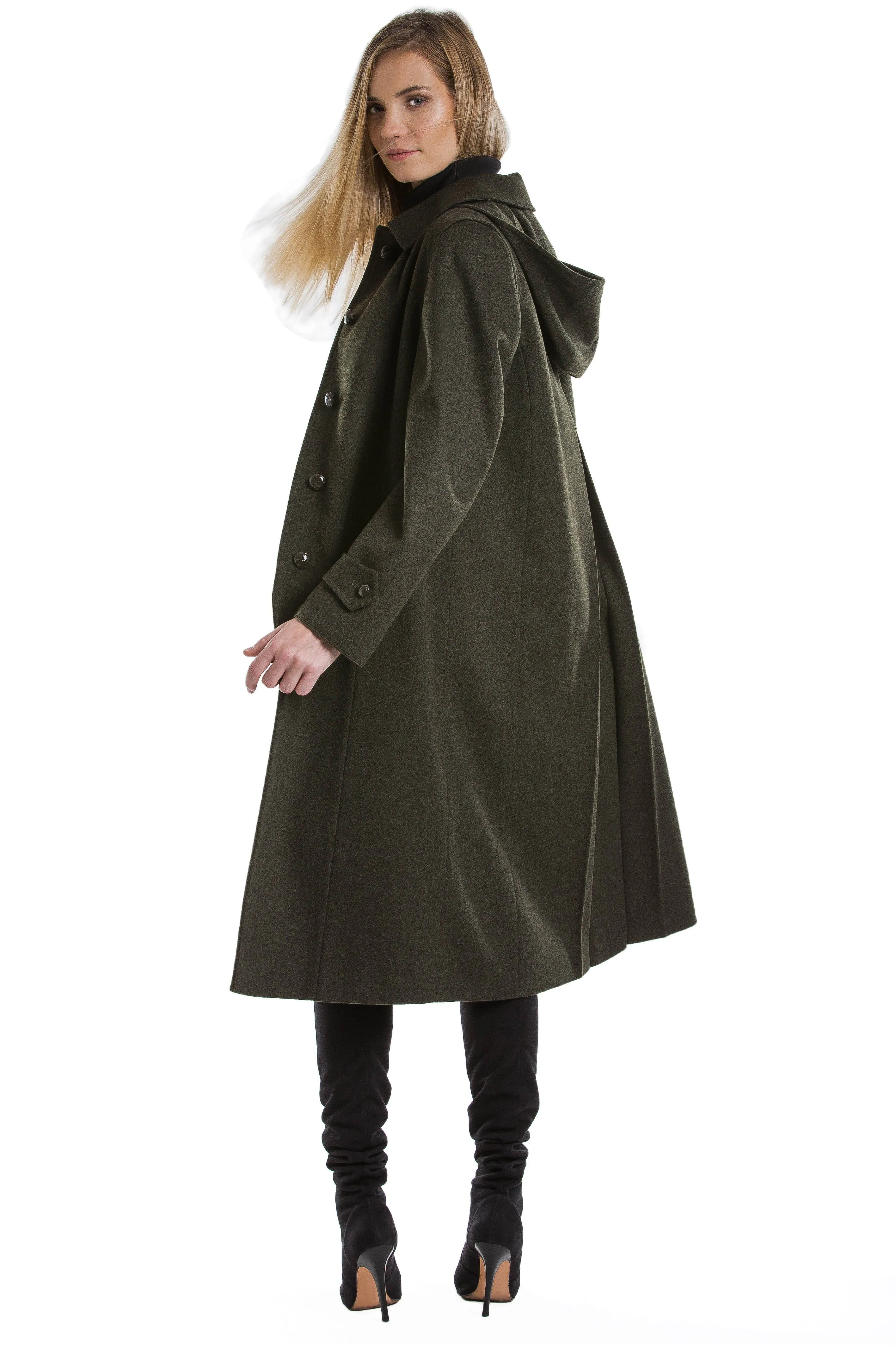 Silvia - Women's Traditional Loden Wool Coat in Green