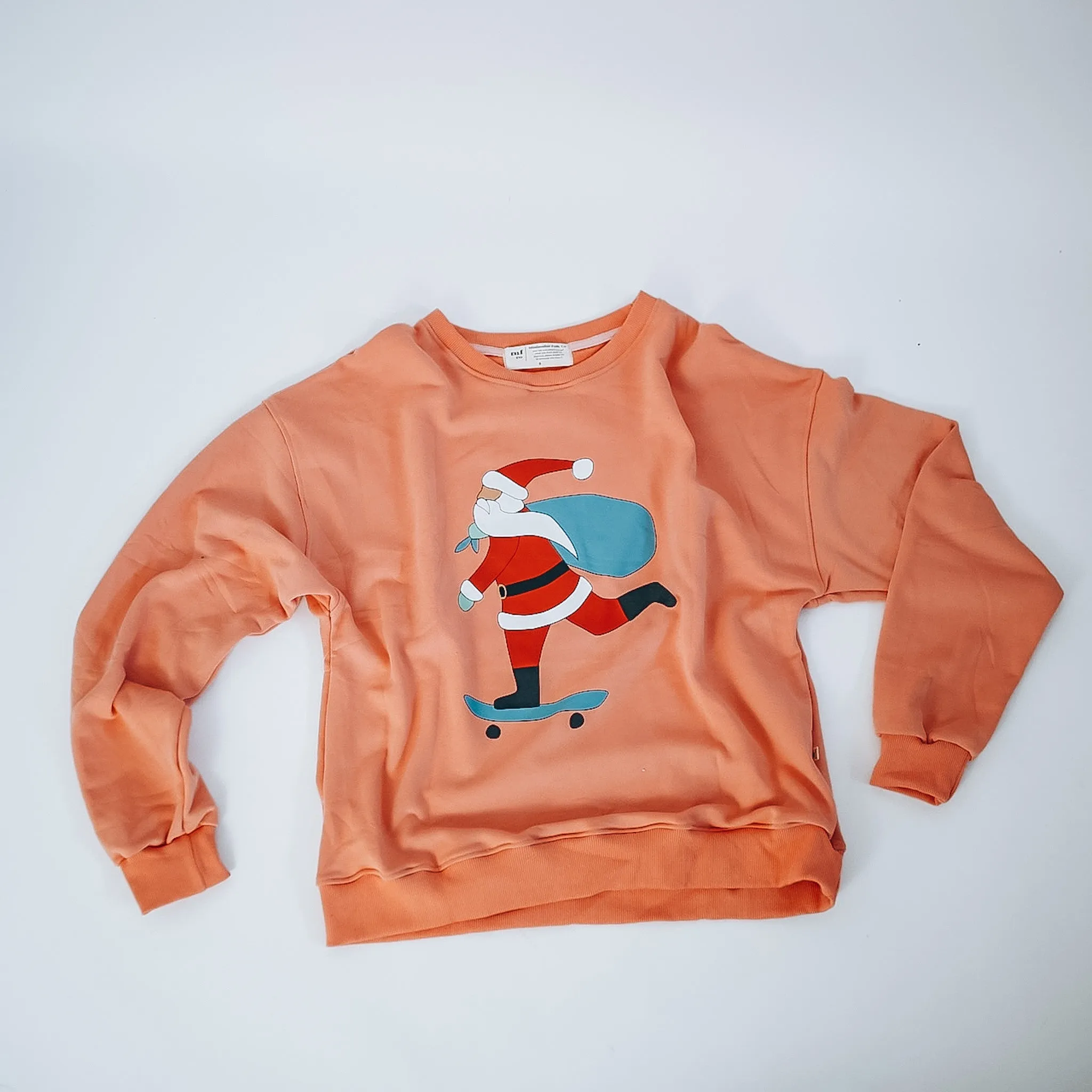 SKATEBOARD SANTA  | in peach | Drop Shoulder Oversized Pullover | ADULT