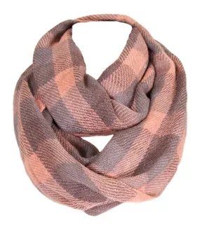 Soft Classic Pink Checkered Plaid Infinity Loop Scarf