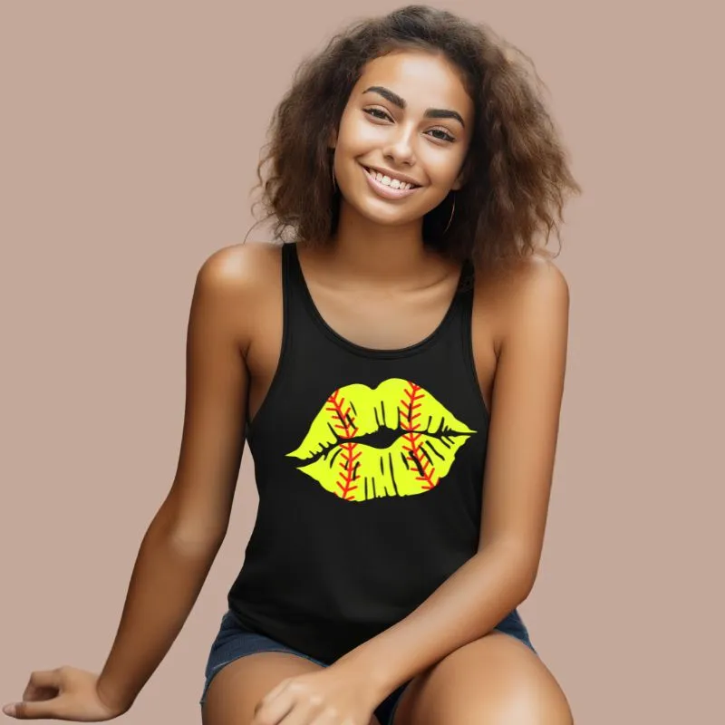 Softball Lips Women's Racerback Tank