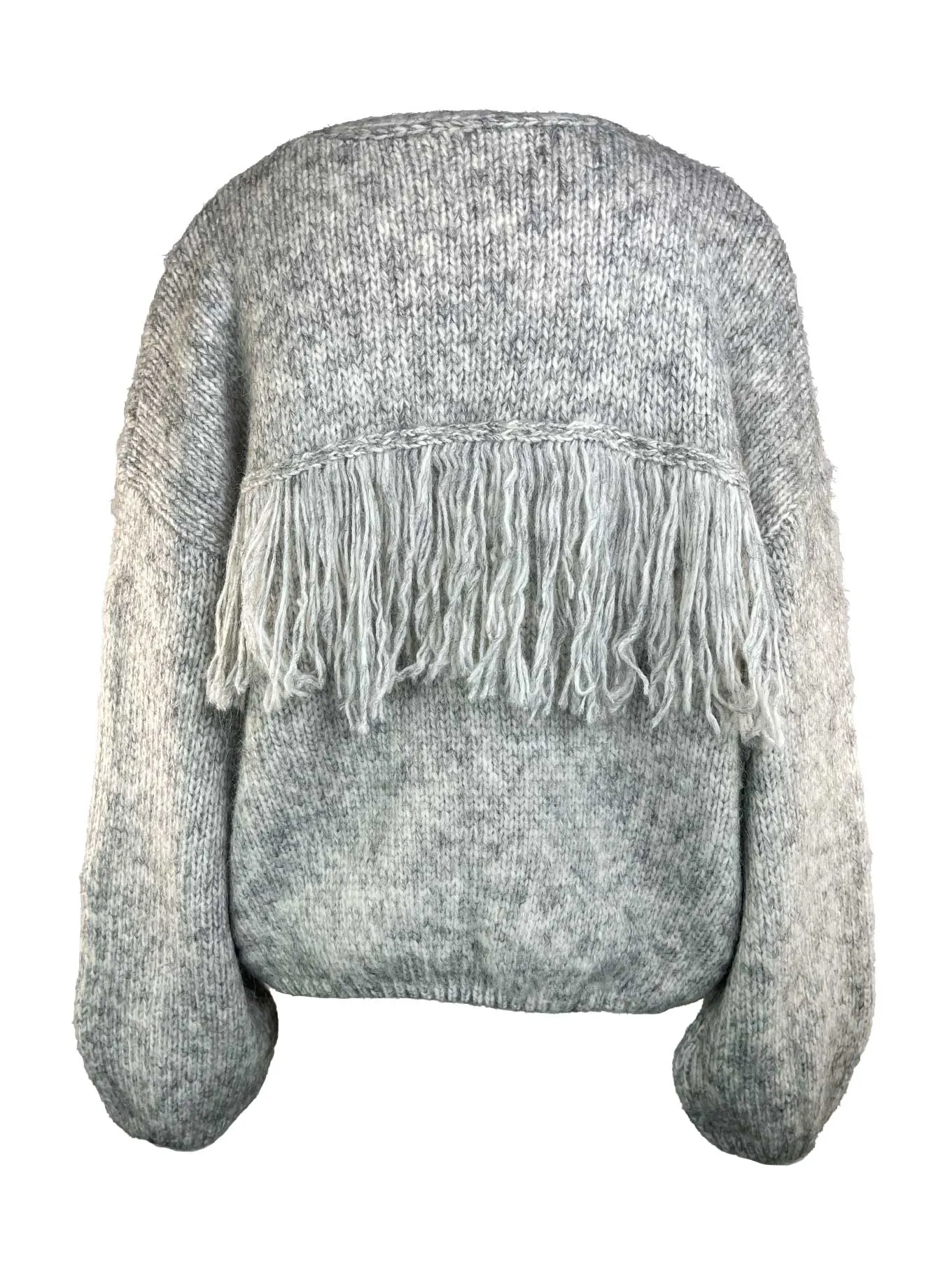 Strickcardigan Fransen grau