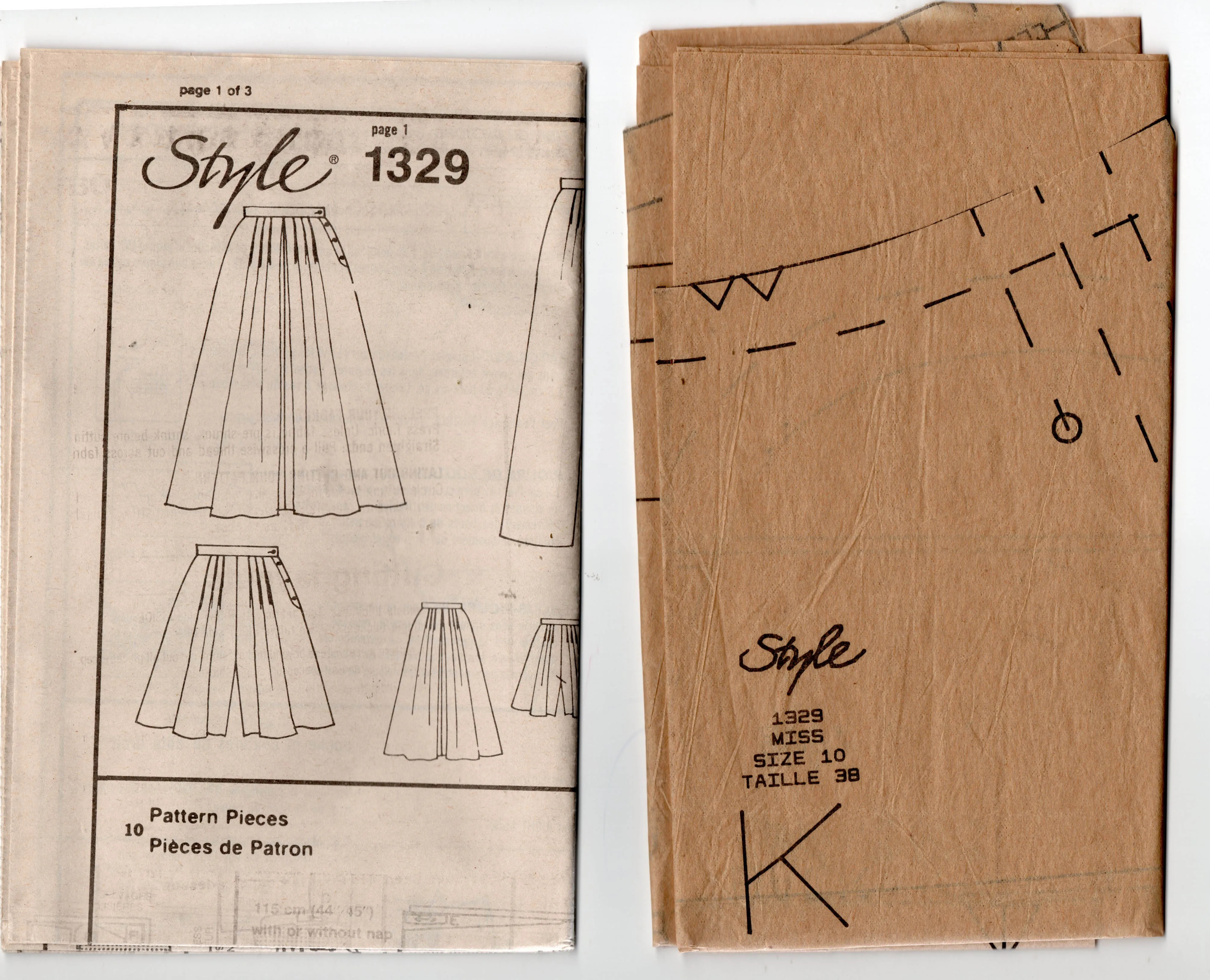 Style 1329 Womens Side Buttoned Skirt Culottes & Pants 1980s Vintage Sewing Pattern Size 10 Waist 25 inches