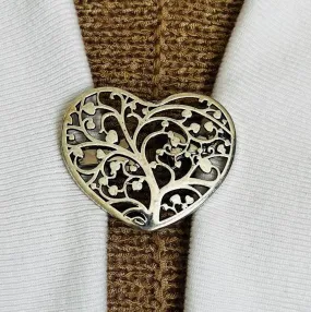 Sweater Clips Fashion Heart Sweater Clip Tree Silver Cardigan Clasp for Sweater Guard Gift Birthday Gift for Her by Fabulici