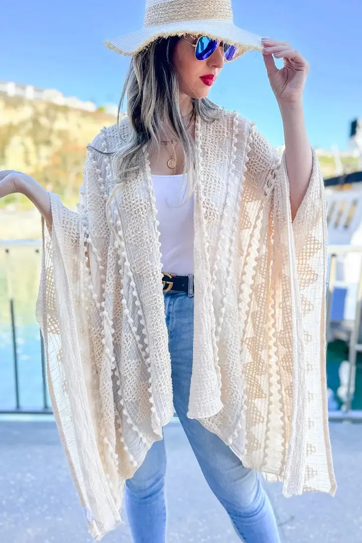 Textured Open Front Soft Kimono Cardigan