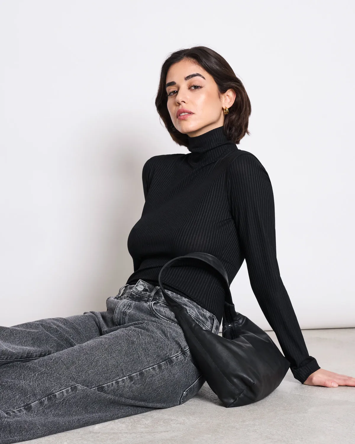 Turtle neck MIO RIB black TENCEL™ | Jan ´n June