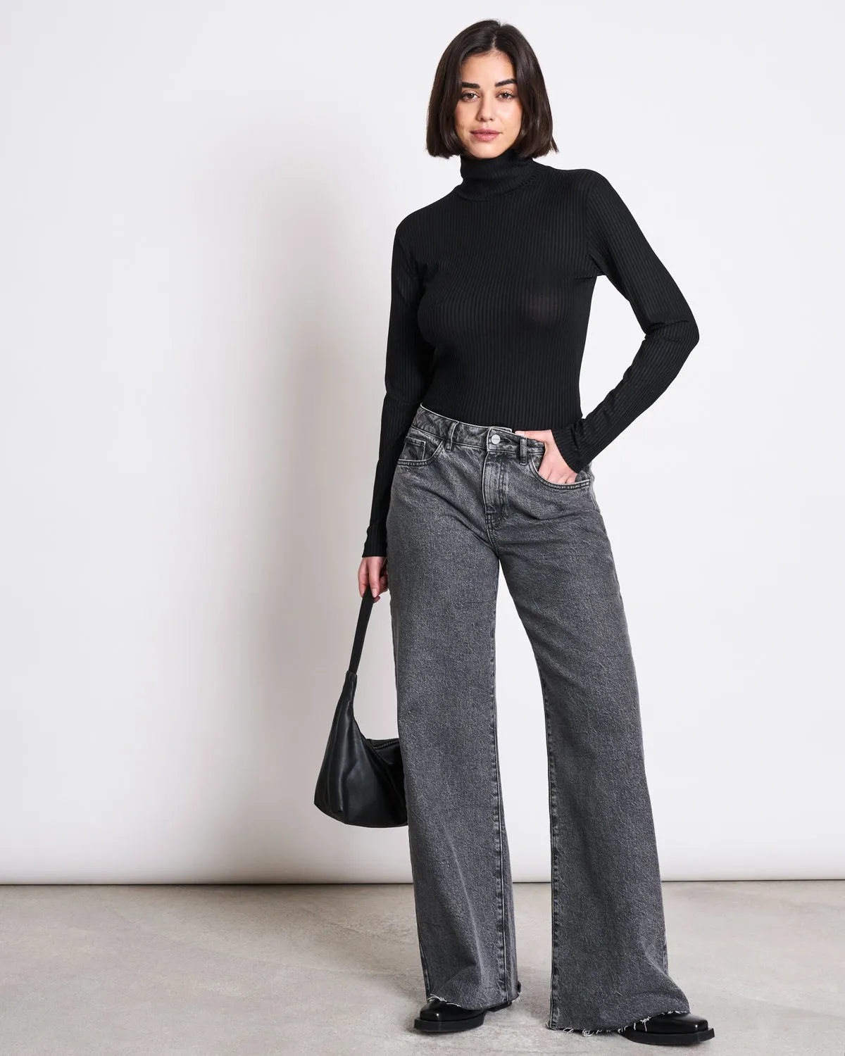 Turtle neck MIO RIB black TENCEL™ | Jan ´n June