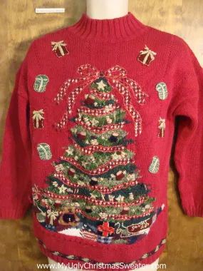 Ugly Red Christmas Sweater with Tree