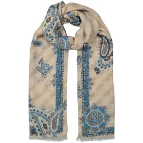 Vintage archive scarf light grey paisley super soft