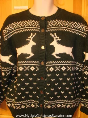 Vintage Reindeer Green Ugly Christmas Sweater