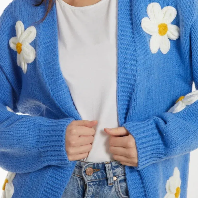 Wild Flower Daisy Cardigan Blue