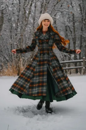 Winter Vintage Plaid Long Wool Coat 4839