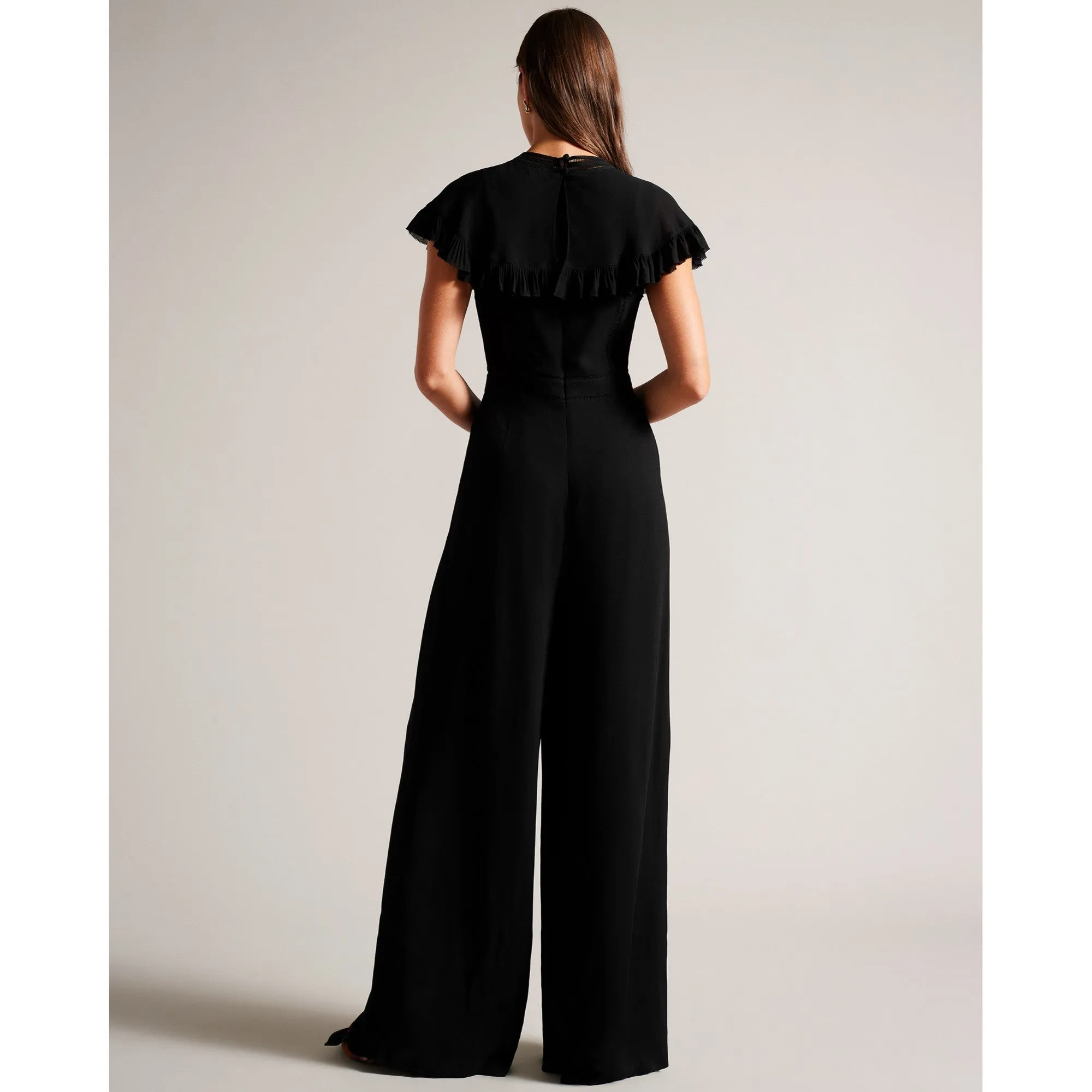 Women Wmt-Olivvee-Cape Jumpsuit With Ladder Tape Detail - Black