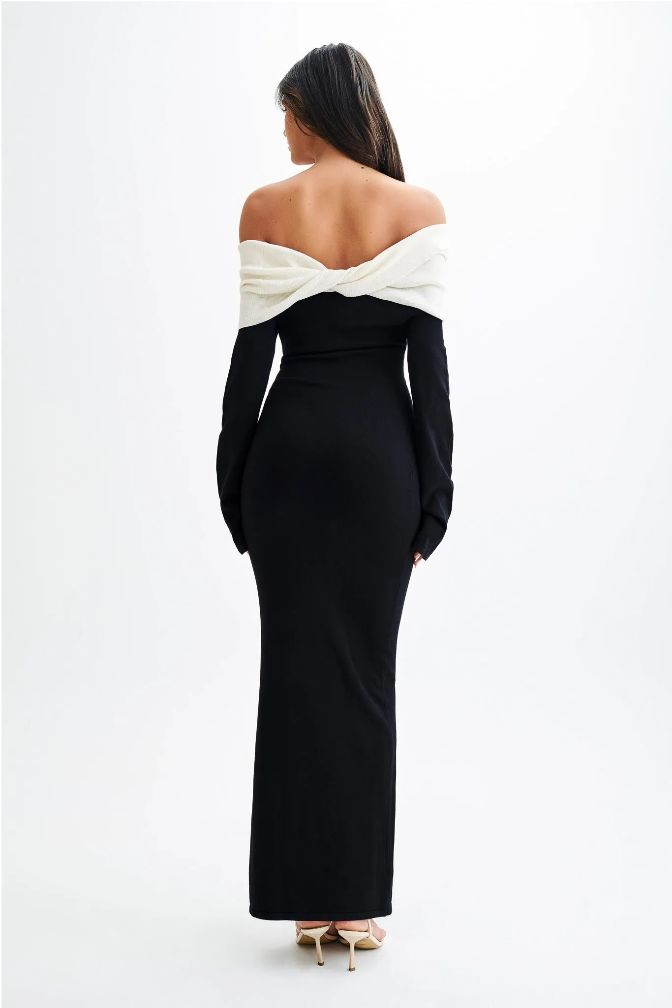 Yoko Contrast Knit Maxi Dress - Black/White